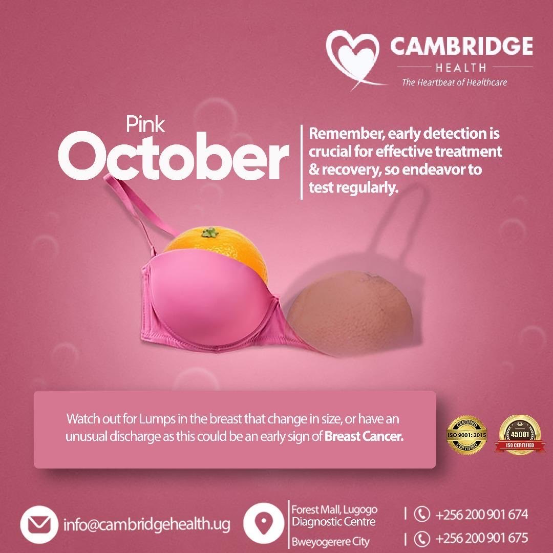 Think Pink this October. Take care of your body, it’s the only one you have got. 
 
If you notice any unusual lumps, changes in size, or discharge, don’t wait, talk to your doctor. Early detection gives you the power to fight back stronger and recover faster.
 
#PinkOctober