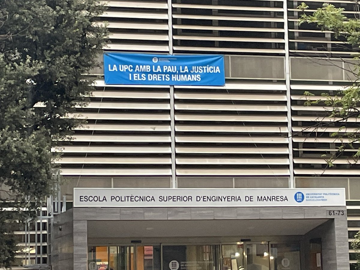 Miquel Leon i Pardo (@miqueleo) on Twitter photo Avui jornada de vaga per reivindicar coses que ja no caldria ni demanar, ni en temps de guerra ni de pau. 
A Manresa, a la UPC, estem per la pau, la justícia i els drets humans.
#StopGenocidi a Palestina. Avui jornada de vaga per reivindicar coses que ja no caldria ni demanar, ni en temps de guerra ni de pau. 
A Manresa, a la UPC, estem per la pau, la justícia i els drets humans.
#StopGenocidi a Palestina.