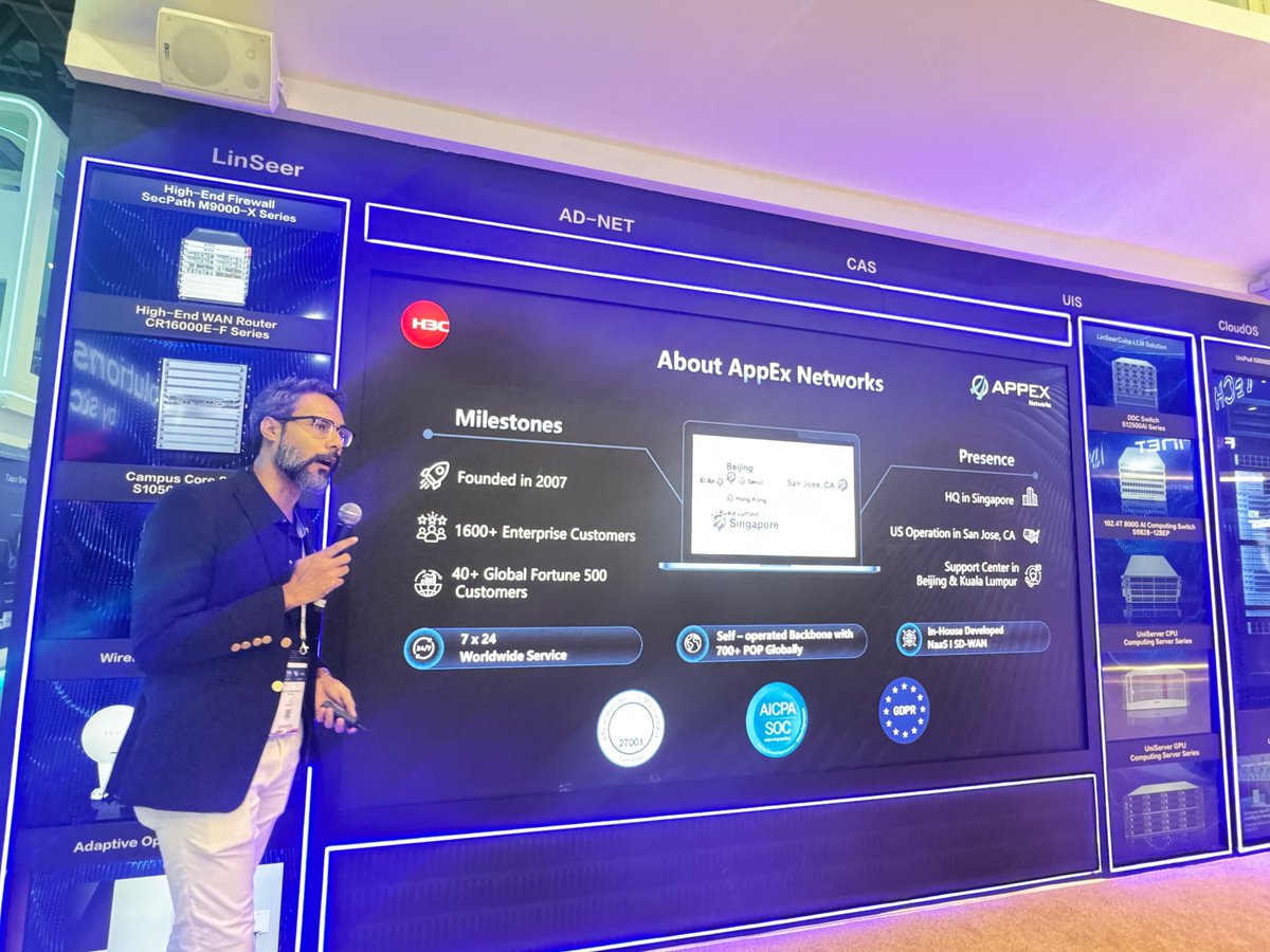 AppExNetwork's tweet photo. Great things happen when vision meets collaboration. 🤝

Excited to see our joint #SASE solution showcased by @H3CGlobal at GITEX Global 2025. Together, we’re redefining enterprise connectivity. 

#Partnership #GITEX2025 #SASE #SDWAN #EnterpriseWAN #EnterpriseIT https://t.co/gGeXk1K4DR