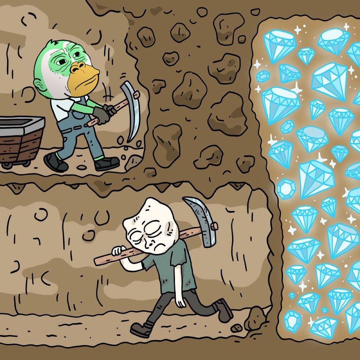 Posted this meme last week but recycling it back today because it's even more important now after the mass crypto liquidation happened. Stay patience Kings and Queens, the best is yet to come. Your are this close to attaining generational wealth, don't fumble it by giving up