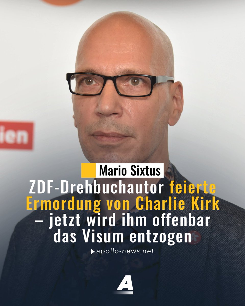 apollo_news_de's tweet image. Das US-Außenministerium hat mehreren Ausländern, die die Ermordung von Charlie Kirk gefeiert hatten, das Visum entzogen. Ein mutmaßlicher Betroffener ist dabei der Internetaktivist Mario Sixtus, der immer wieder für das ZDF arbeitet.
apollo-news.net/zdf-drehbuchau…