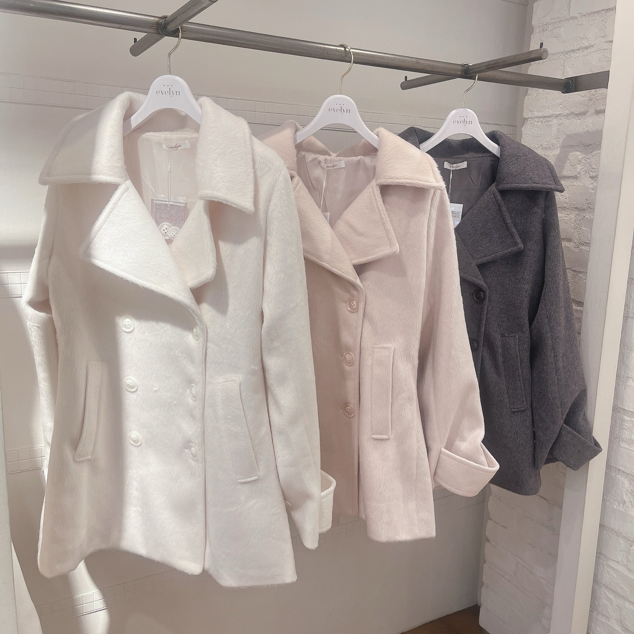 evelyn エブリン シャギービッグカラーPコート オフホワイト evelyn エブリン シャギービッグカラーPコート オフホワイト evelyn on