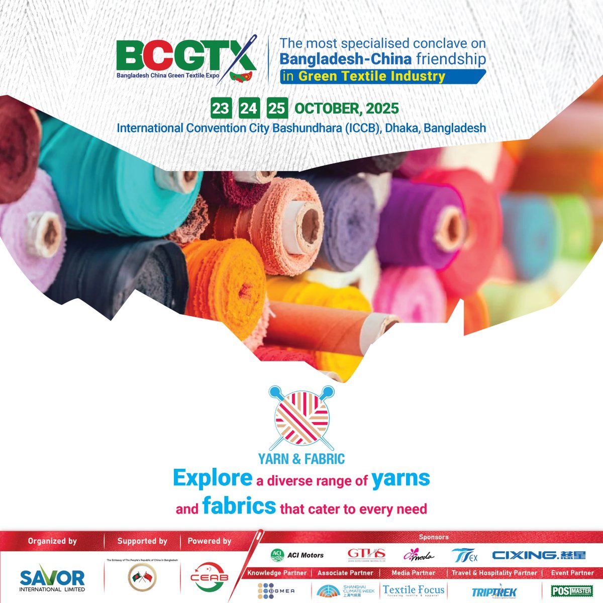 savorbd's tweet image. 🧶 𝐄𝐱𝐩𝐥𝐨𝐫𝐞 𝐚 𝐃𝐢𝐯𝐞𝐫𝐬𝐞 𝐑𝐚𝐧𝐠𝐞 𝐨𝐟 𝐘𝐚𝐫𝐧𝐬 &amp;amp; 𝐅𝐚𝐛𝐫𝐢𝐜𝐬 𝐚𝐭 𝐁𝐂𝐆𝐓𝐗 𝟐𝟎𝟐𝟓!

#BCGTX2025 #ManMadeTextile #GreenTextile #BangladeshChina #SustainableTextiles #TextileExpo #ICCBDhaka #SavorExpo #BGMEA #CEAB