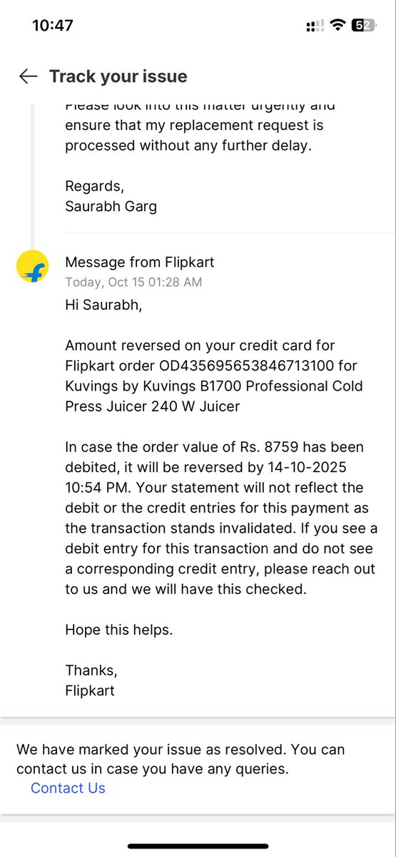 saurabhgargit's tweet image. @Flipkart This is how @Flipkart closes complaints without even addressing them
Check my message and their response I even have the call recording with their support executive
@_Kalyan_K hoping you can look into this
#Flipkart #CustomerService #PoorService #bigbilliondays2025