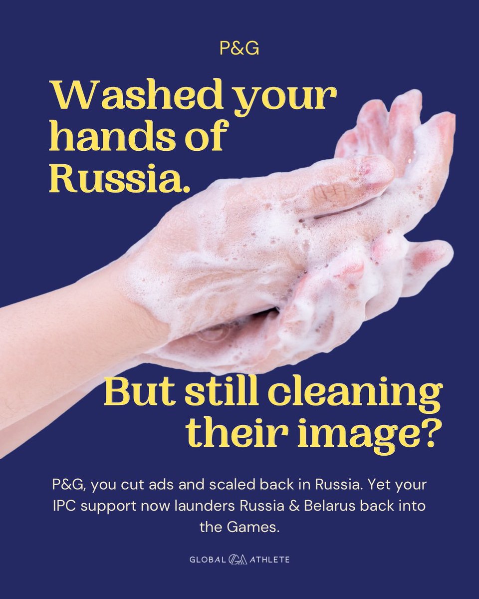 📢 <a href="/ProcterGamble/">Procter & Gamble</a> you cut ads and scaled back in Russia. Yet your IPC support now launders Russia &amp; Belarus back into the Games.
<a href="/Paralympics/">Paralympic Games</a>