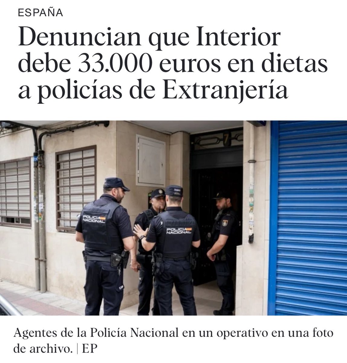 JupolNacional's tweet image. #JupolDenuncia vía @elindepcom:

Denuncian que Interior debe 33.000 euros en dietas a policías de #Extranjería

El sindicato de Policía Nacional JUPOL denuncia que los agentes de la Unidad Central de Repatriaciones (#UCER) acarrean impagos de más de 33.000 euros en dietas por…