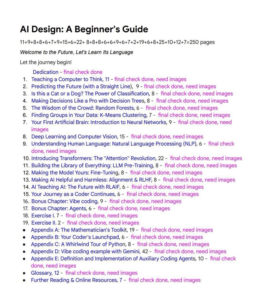alifcoder's tweet image. This Google engineer just released a 250-page free book on AI Design. 

Covers everything from classical machine learning algorithms, neural networks, transformers, fine-tuning to AI Agents and Vibe Coding.

100% free with practical code examples👇🏼