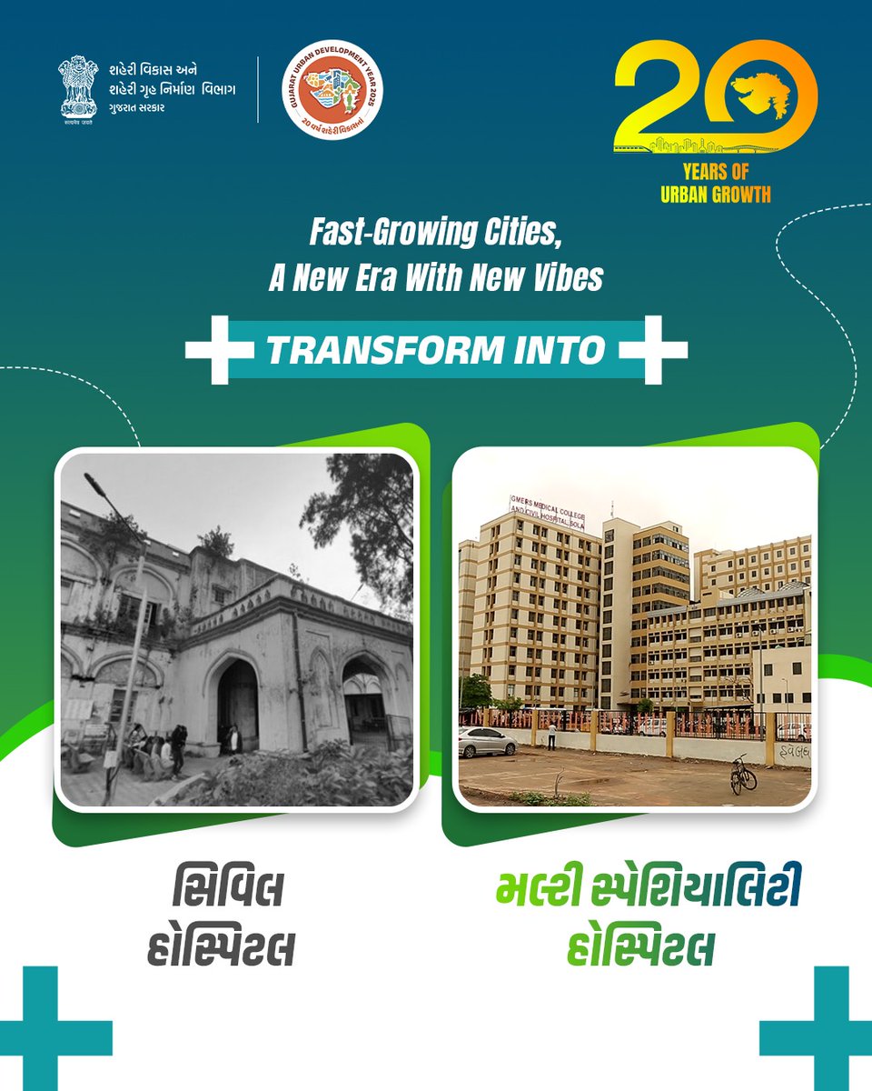 SaniteryP's tweet photo. Fast-Growing Cities,
A New Era with New Vibes.

આધુનિક સ્વાસ્થ્ય સુવિધાઓનું નિર્માણ થતા શહેરોની સિવિલ હોસ્પિટલ બની મલ્ટી સ્પેશિયાલિટી હોસ્પિટલ.

#UDY2025 https://t.co/xwLJaHz9RC