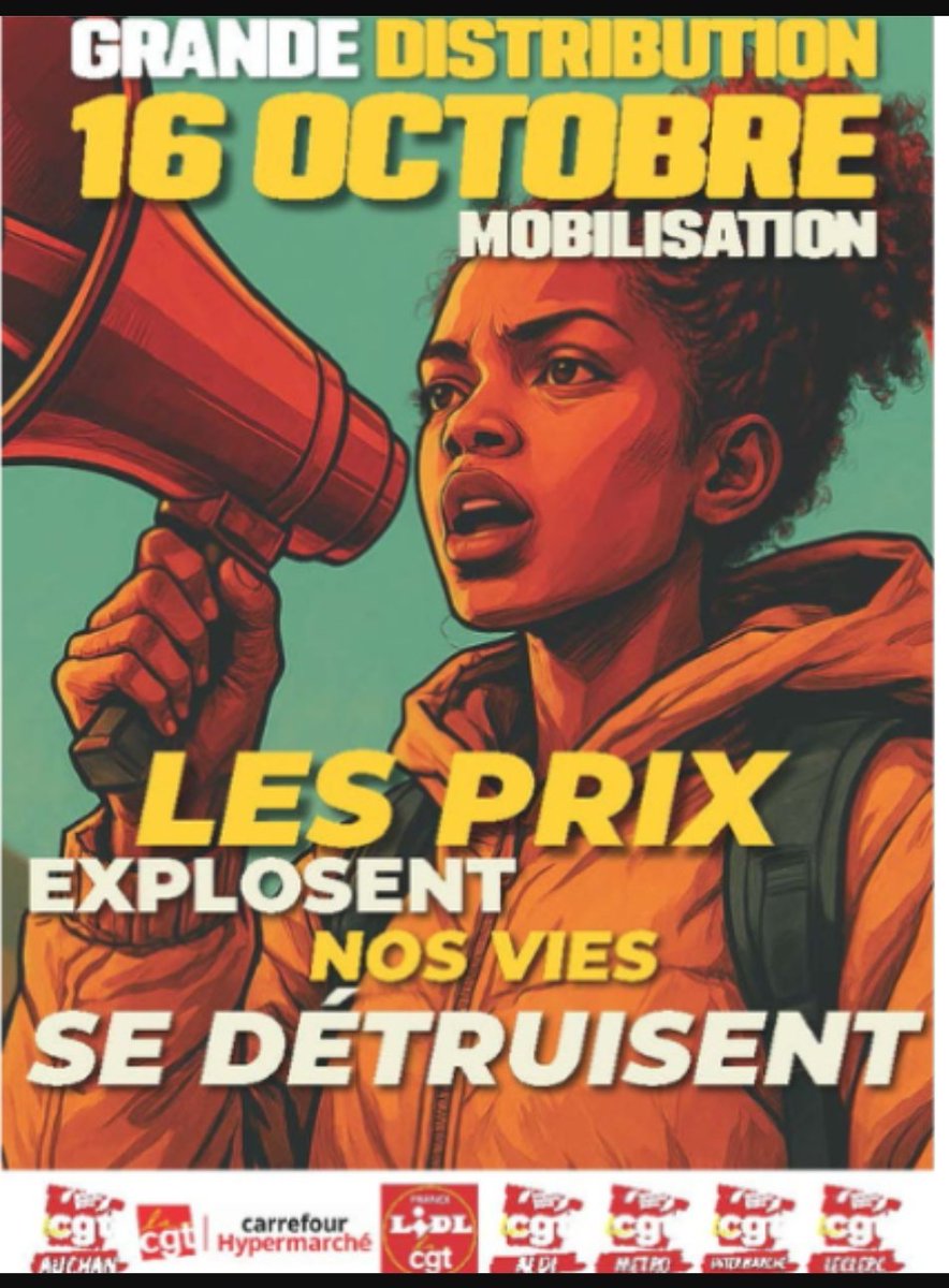 #CGT 🛒 Assez du mépris dans #grandedistribution !
On bosse dur, on mérite mieux 💪
Pas #salaires de misère pendant que les actionnaires se gavent 💰
16 octobre, tous en grève et dans la rue !
#Greve16Octobre #GrandeDistribution #CGT #JusticeSociale
<a href="/lacgtcommunique/">La CGT</a> <a href="/BinetSophie/">Sophie Binet</a>