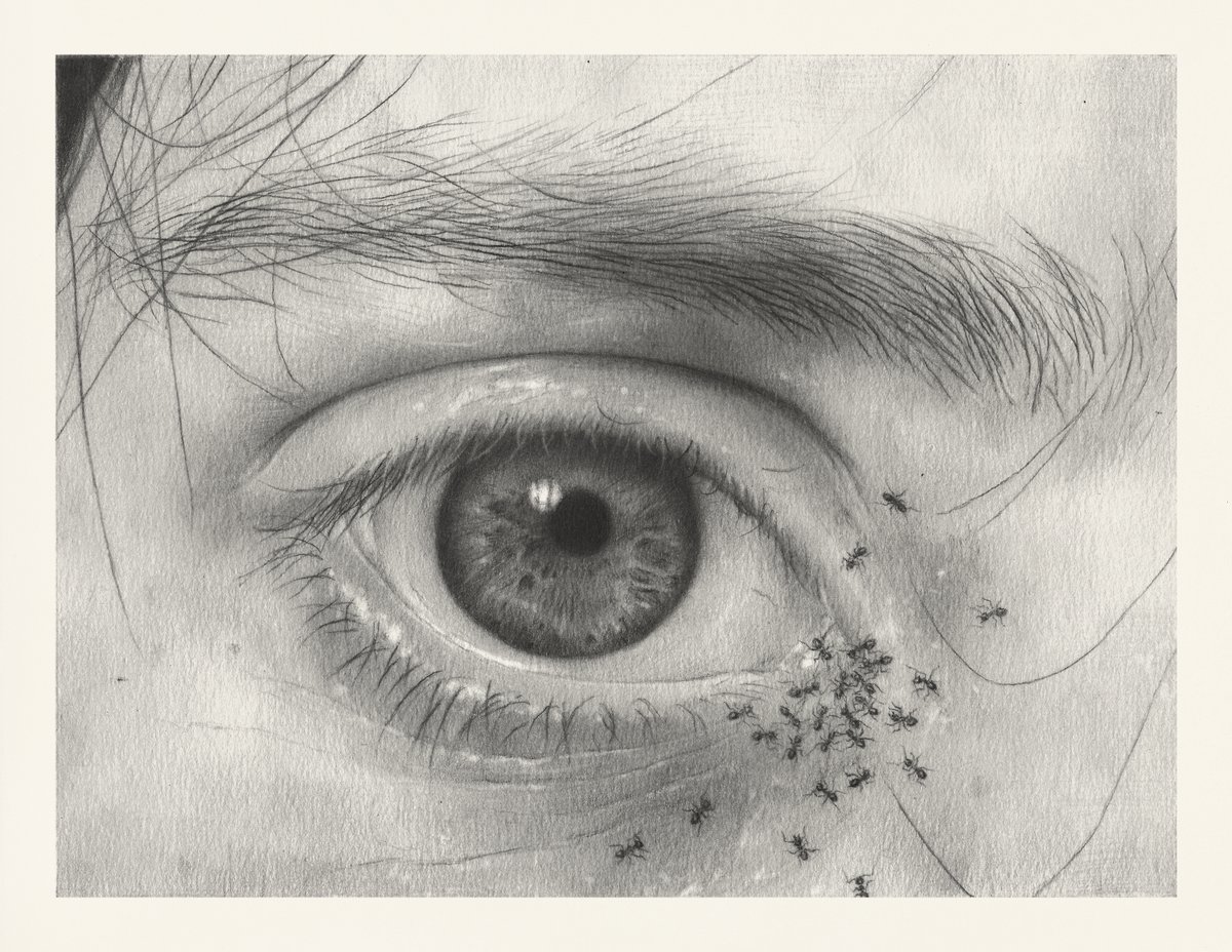 "Even To Stop Seeing Hurts the Eyes" by <a href="/dhikaprimawan/">Anandhika</a> 🐜

Working with graphite on paper, Anandhika remains one of the most underappreciated artists on <a href="/objktcom/">objkt</a>. Each work is immaculate; delivering a balance of beauty and unease.