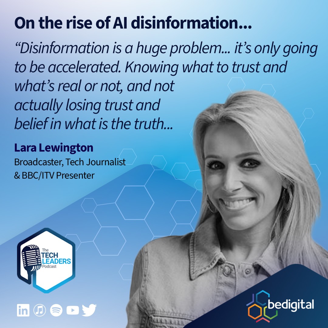 TechLPodcast's tweet image. As AI becomes more convincing, how do we keep hold of the truth?

Broadcaster &amp;amp; ITV’s Lorraine AI Agony Aunt @LaraLewington joins host @Garethbedigital to explore disinformation, AI regulation &amp;amp; public trust.

🎧Listen: bedigitaluk.com/podcast 

#AI #Disinformation #TechPodcast