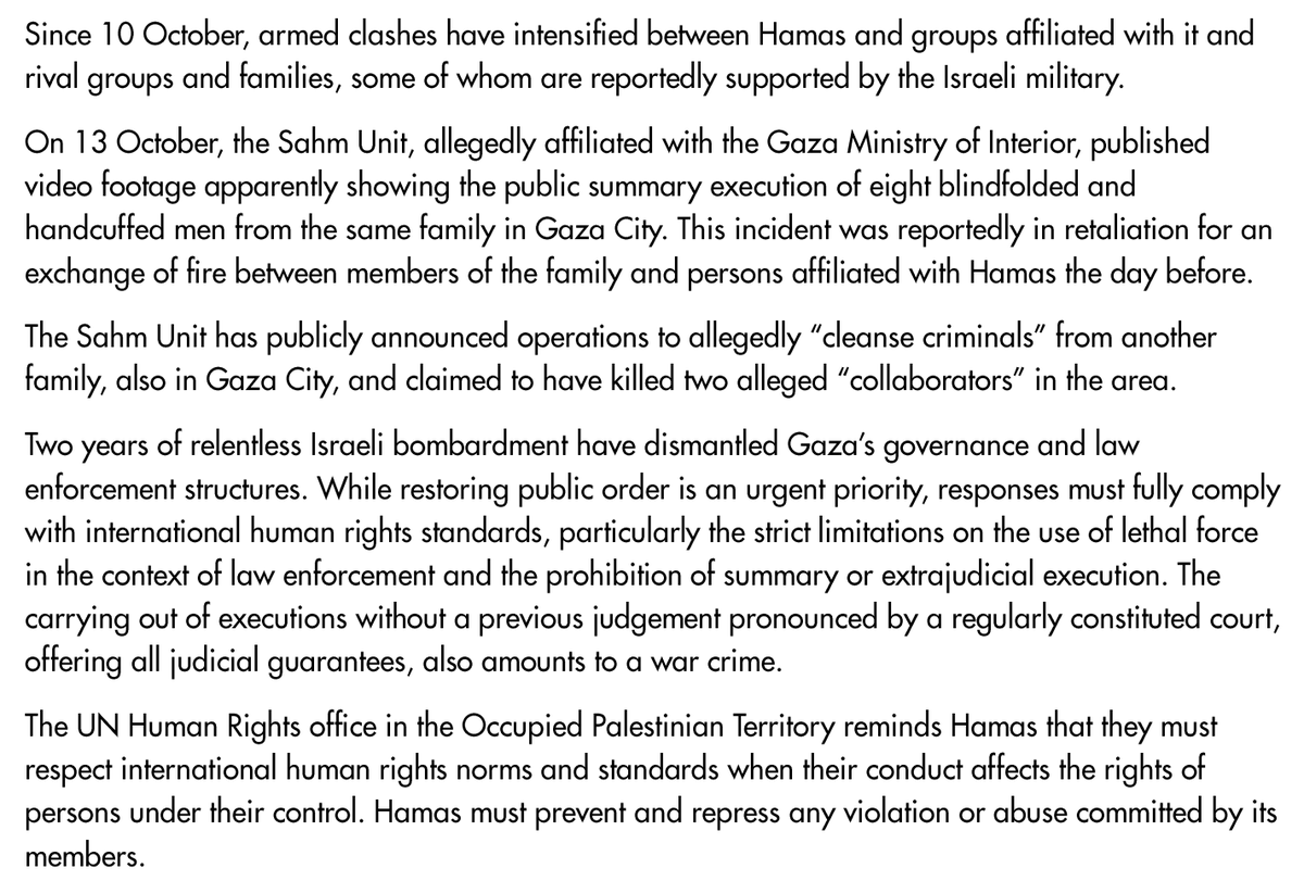"While restoring public order is an urgent priority, ... [t]he carrying out of executions without a previous judgement pronounced by a regularly constituted court, offering all judicial guarantees, also amounts to a war crime."