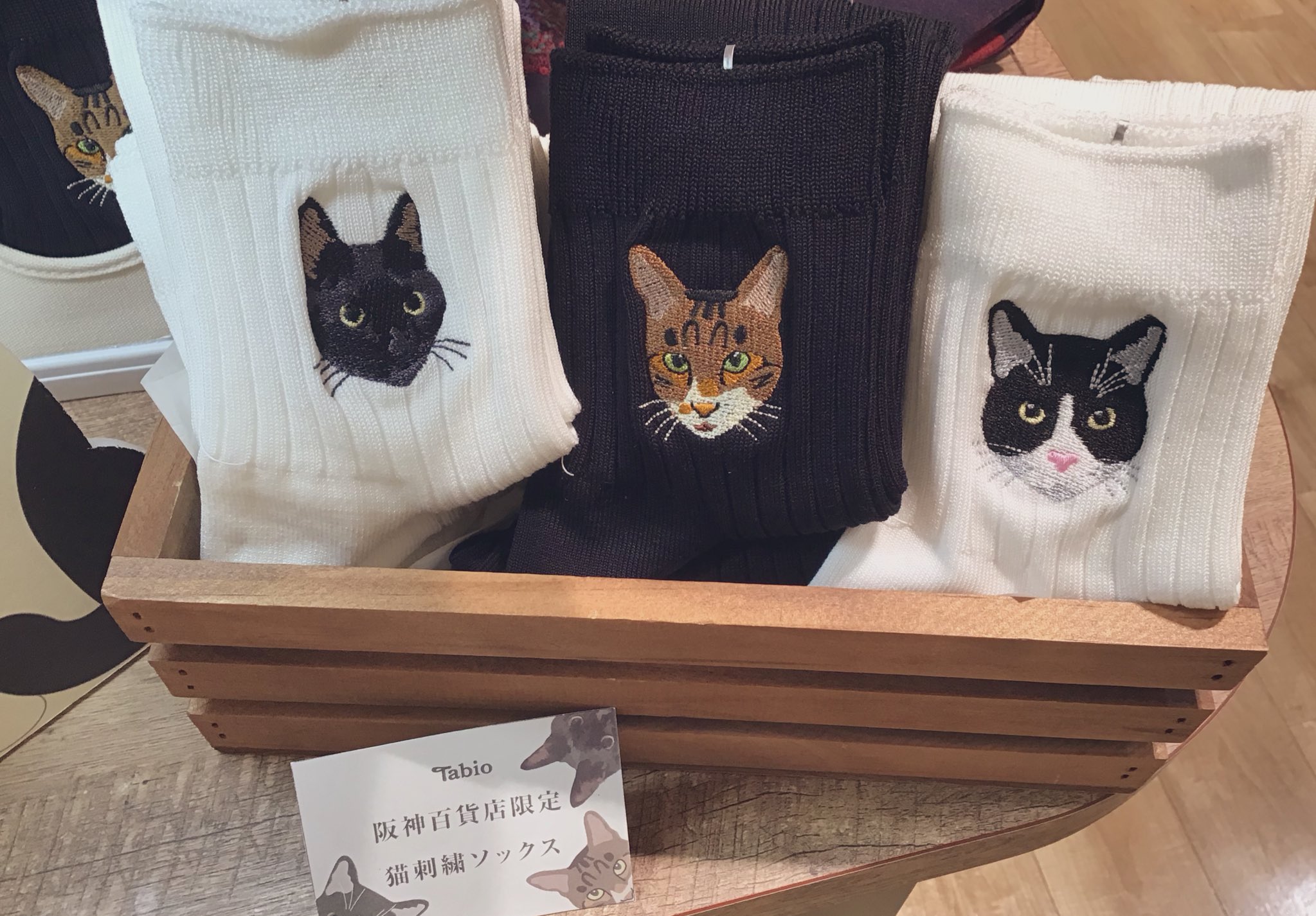 迷い込んだニャンニャンニャン、よりそい猫　額縁ご確認アンティークwaxベージュ Tabio阪神百貨店 on X: 