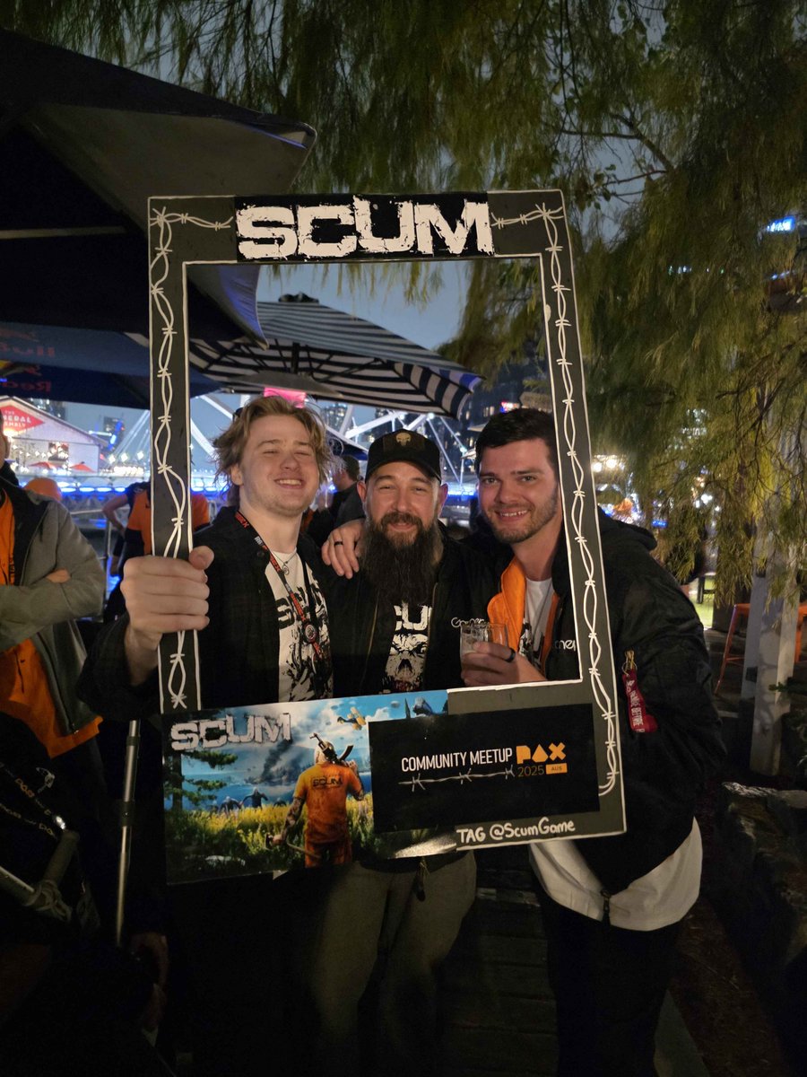 ScumGame's tweet photo. Prisoners 📢

The SCUM army is alive and stronger than ever 🦾

Thank you to our wonderful Aussie community for representing us at @PAXAus 🇦🇺

It means the world to us and we truly appreciate you 💝

@Miss_EMpossible 
@Faceroll_Fatal 
@JimTheCoffeeGuy 
@Rusty51j 
@dexteritycontnt 
@Tempress14 

#SCUM #paxaus2025 #CommunityLove