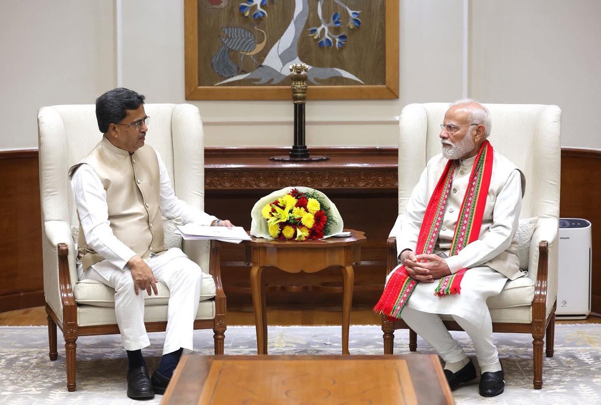 Hon’ble CM <a href="/DrManikSaha2/">Prof.(Dr.) Manik Saha</a> Ji met Hon’ble PM Shri <a href="/narendramodi/">Narendra Modi</a> Ji in New Delhi today and discussed various key developmental initiatives for the progress of Tripura. 

Under the visionary leadership of our Hon’ble PM, Tripura has received unprecedented attention and support.