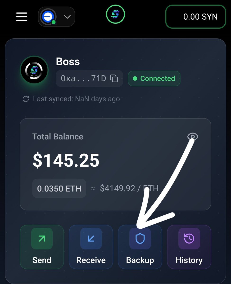 sysfiDAO's tweet image. GSYSFI Update 🚀
The in-app wallet on the SYSFI Nexus app is fully non-custodial — meaning you are in complete control of your funds.
⚠️ Important: If you forget your password, we won’t be able to recover your wallet.
Make sure to back up your secret phrase or private key using…