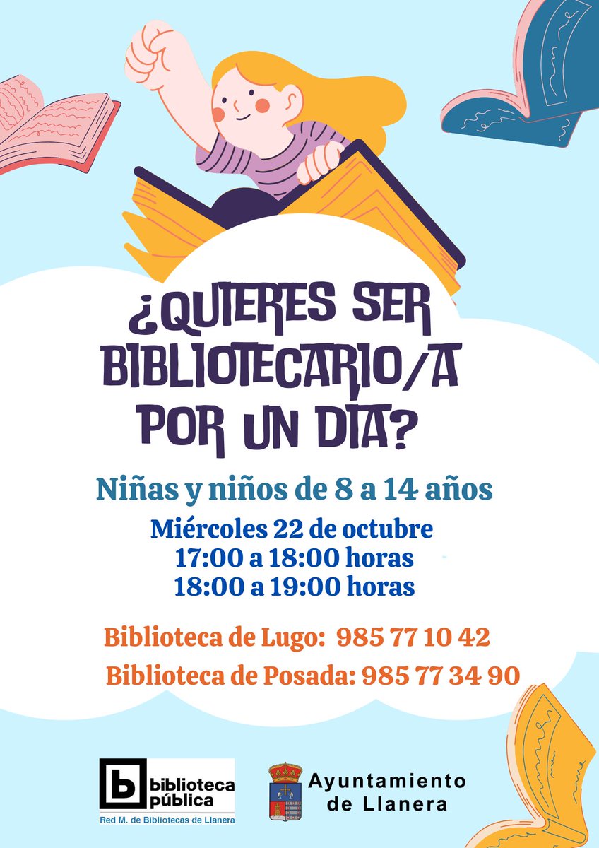 ¿Te gustaría ser bibliotecaria o bibliotecario por un día?
#LlaneraCultura #bibliotecasllanera