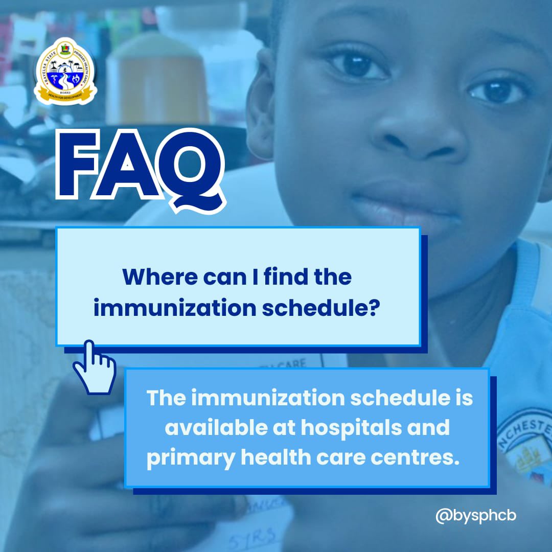bysphcb's tweet image. Here are Five frequently asked questions about Routine Immunisation services 

#sipds #routineimmunization #stateimmunizationplusdays #bysphcb 
#healthgistbybysphcb #bayelsastateprimaryhealthcareboard #healthsystemstrenghening #bayelsastatehealthmatters #VaccinesWork