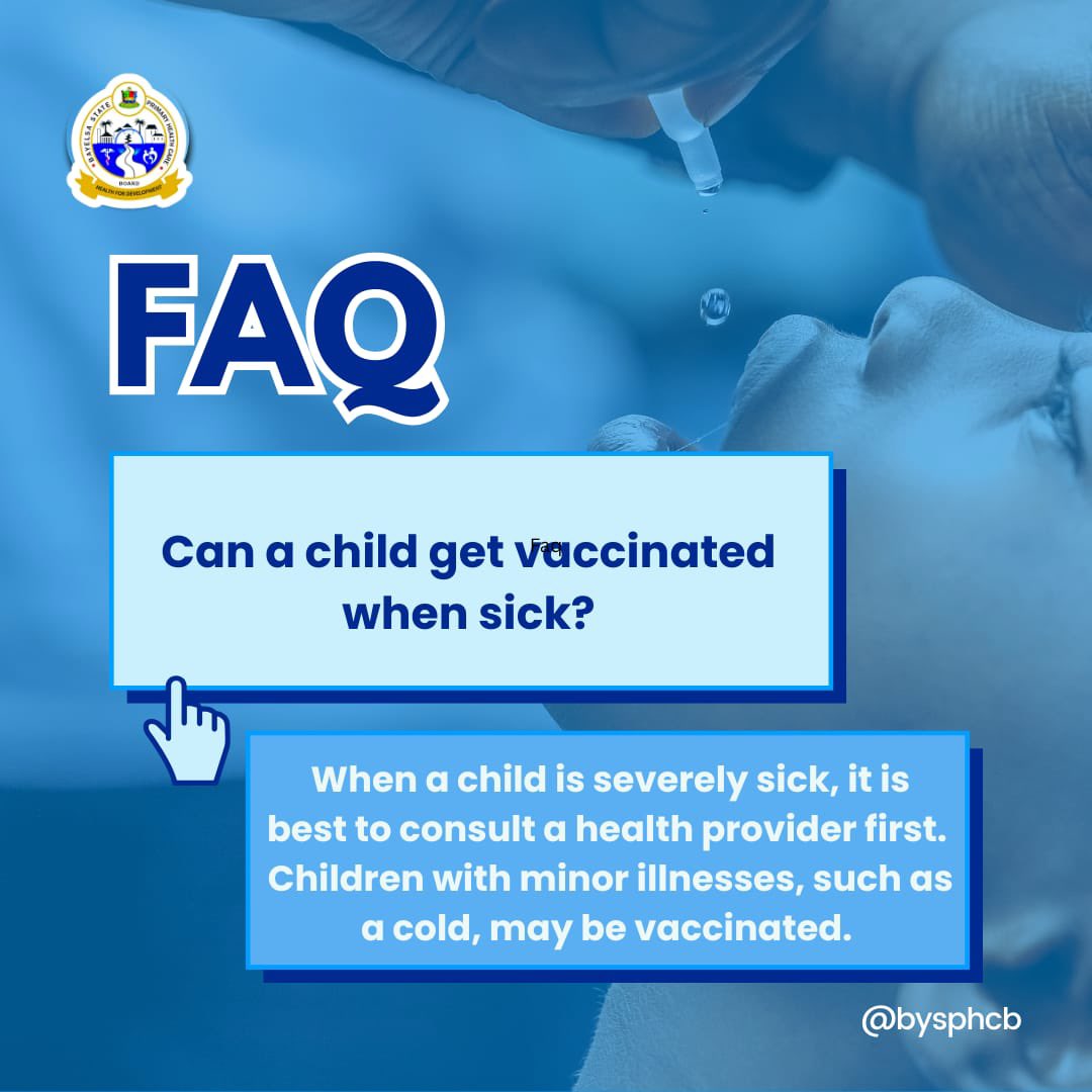bysphcb's tweet image. Here are Five frequently asked questions about Routine Immunisation services 

#sipds #routineimmunization #stateimmunizationplusdays #bysphcb 
#healthgistbybysphcb #bayelsastateprimaryhealthcareboard #healthsystemstrenghening #bayelsastatehealthmatters #VaccinesWork