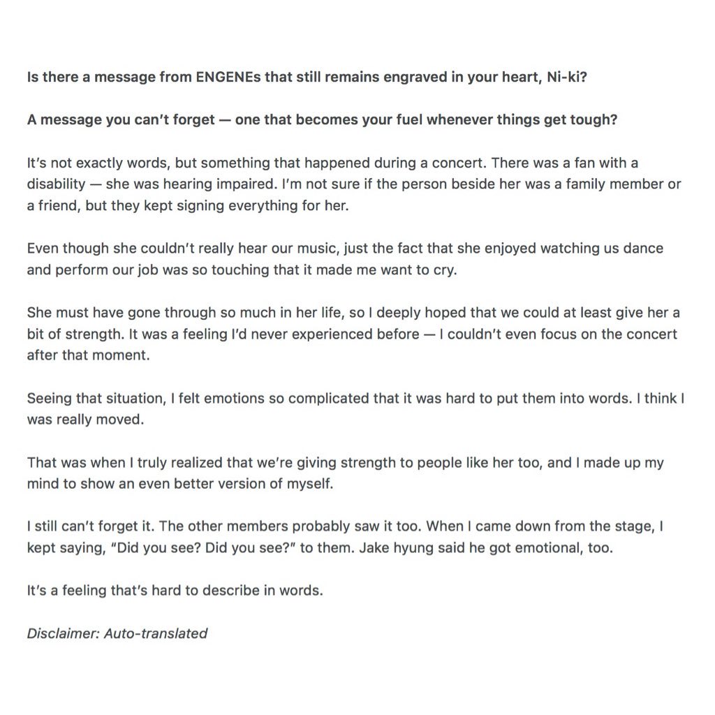 penghonie's tweet image. ni-ki speaking about a deaf engene he saw during a concert 😭😭 how people can hate him seriously his soul is so pure :(