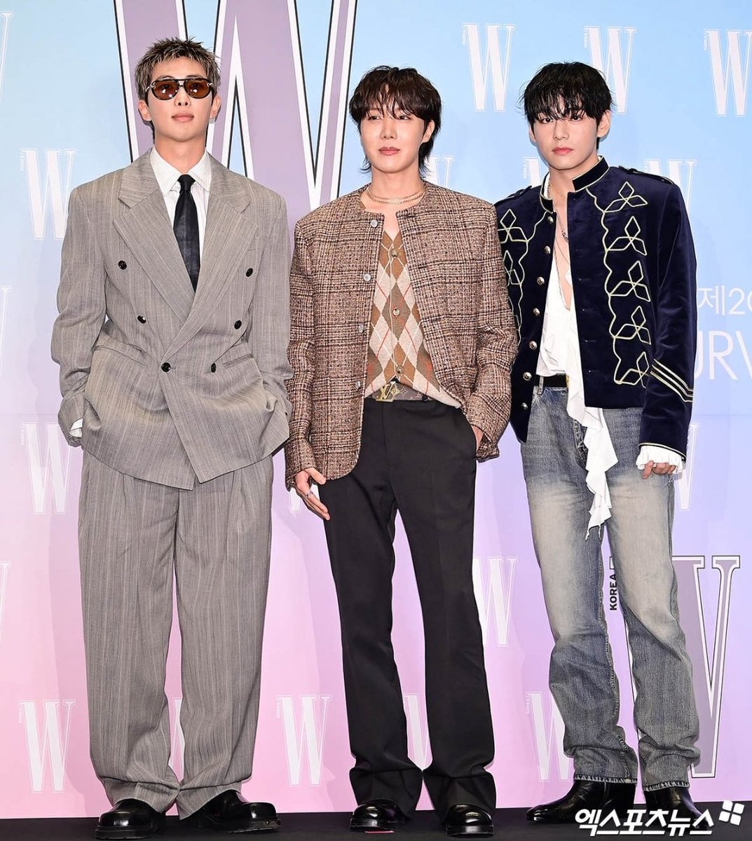 RM, j-hope and Taehyung serve looks at the W Korea event today.