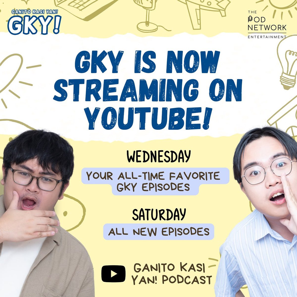 We’re finally on YouTube! 🎥
 Catch Ganito Kasi Yan every Saturday for brand new episodes, and every Wednesday for your favorite throwbacks 💬

Same kalat, same real talk — now with visuals 👀

Subscribe  now: youtu.be/_EWOpNpda4s?si…
 #GanitoKasiYan #GKYPodcast #PodcastPH