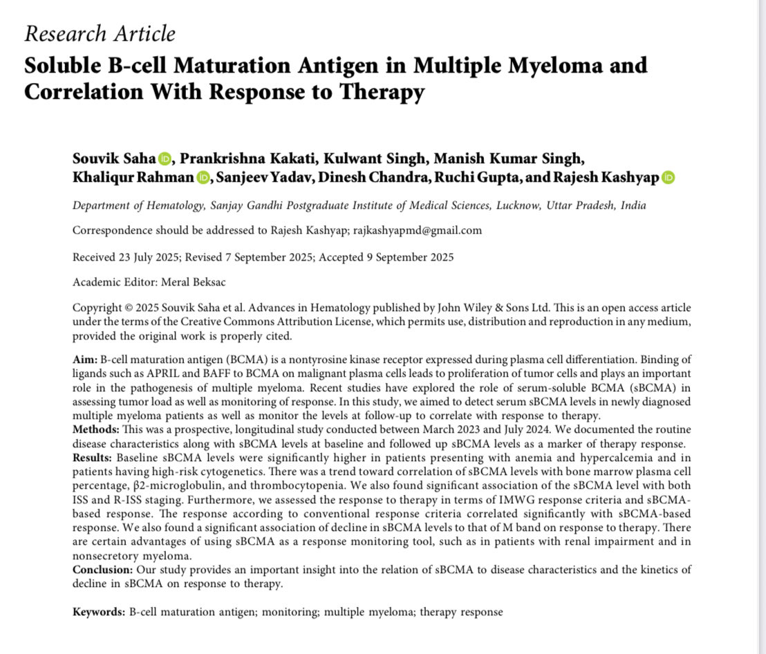 Our research article published in Advances in Hematology. DOI. doi.org/10.1155/ah/666…