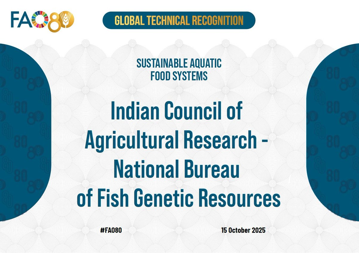 NABiC_SCSP's tweet image. MISSION Navshakti gets global .technical .recognition by @FAO   for sustainable aquatic food systems  by ICAR NBFGR @icarindia  @PMOIndia