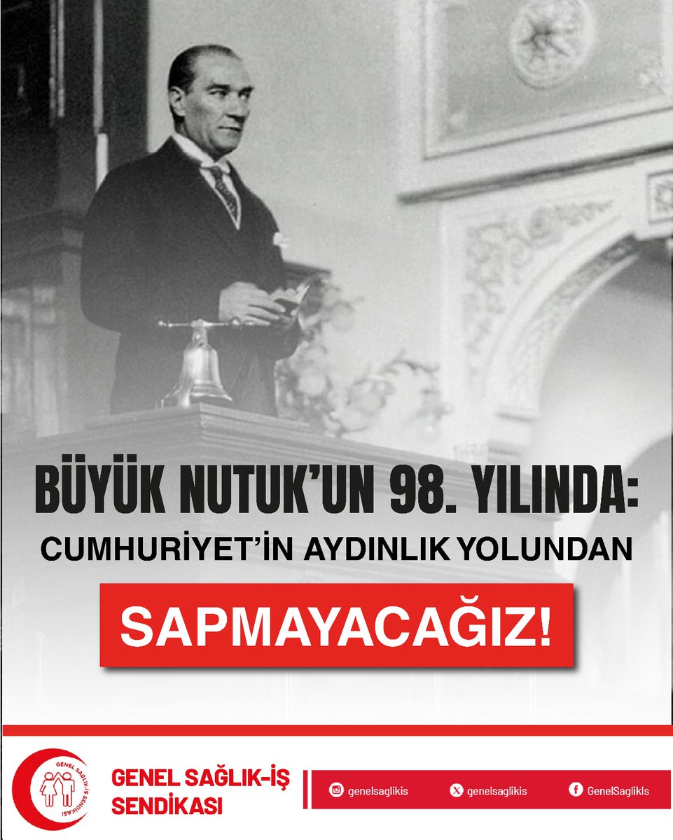 Gazi Mustafa Kemal Atatürk, tam 98 yıl önce bugün, 15 Ekim 1927’de okumaya başladığı Büyük Nutuk, emperyalizme karşı bağımsızlık, saray saltanatına karşı ulusal egemenlik, gericiliğe karşı çağdaş uygarlık mücadelesinin ifadesi olmuştur.
Açıklamamızın tamamına aşağıdaki linkten