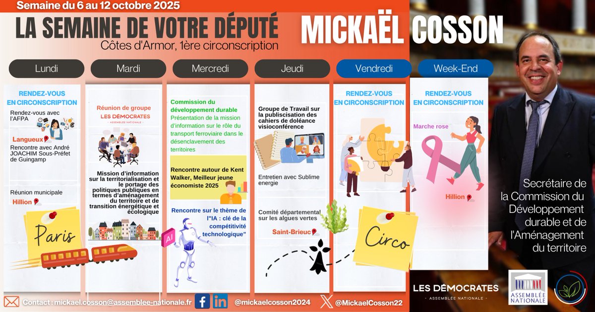 📢Quels ont été les temps forts de ma semaine ? 👉🏼Découvrez l'essentiel de mon agenda parlementaire du 6 au 12 octobre 2025 🗓️