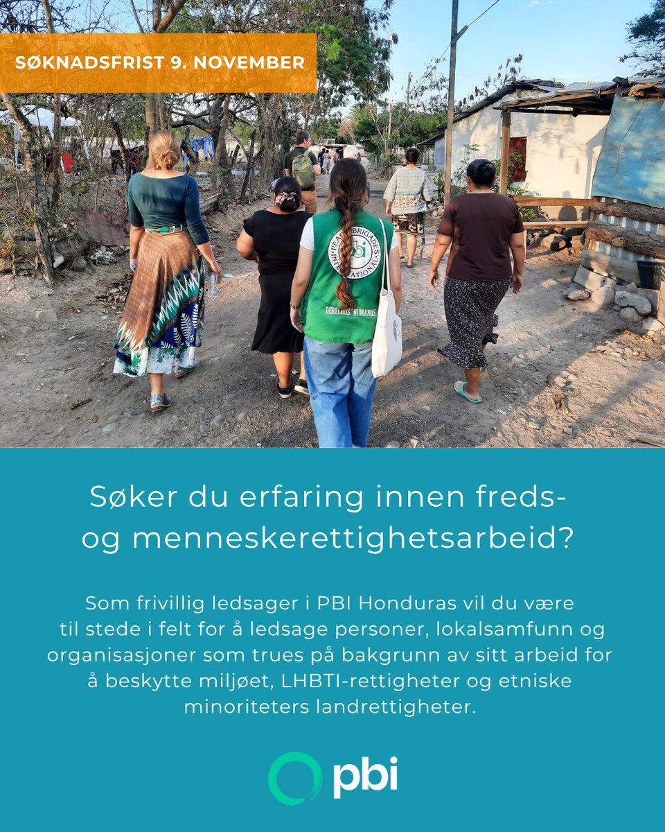 Pbinorge's tweet photo. 📣PBI Honduras søker nye ledsagere! 🇭🇳 Søk før 9. november! 

Få unik erfaring fra felt og gjør en forskjell for de som kjemper for #fred og #menneskerettigheter! ✊

🔗https://t.co/5N47EGd4kW https://t.co/DspdyY1Pyc