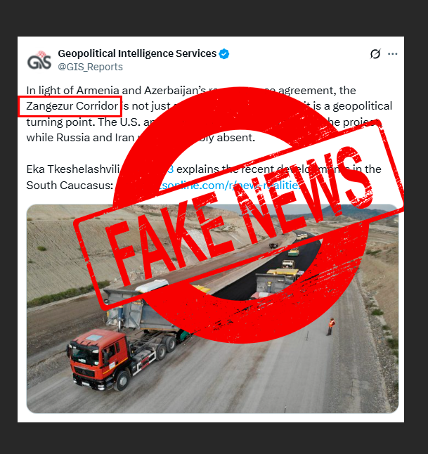 The Geopolitical Intelligence Services (GIS), founded in 2011 by His Serene Highness Prince Michael of Liechtenstein, spreads fake news about the non-existent "zangezur corridor". Be careful not to fall for this Azerbaijani trap.