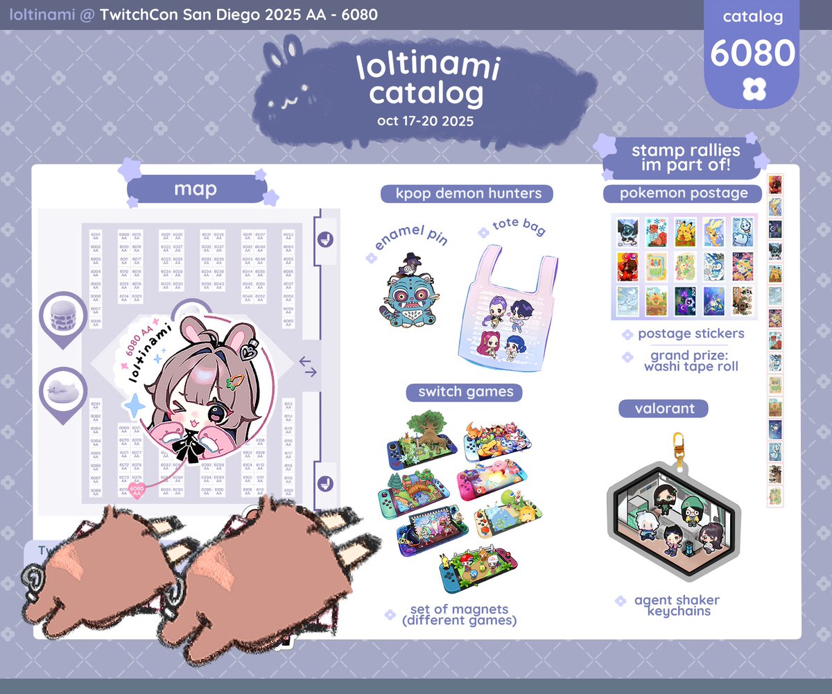 twitchcon catalog (UPDATED) ☆
⤷ booth 6080
unfortunately some things wont arrive in time, which ive censored with a sticker of me dead 💔 thanks for understanding and see you soon :'3
#TwitchCon #TwitchConSanDiego