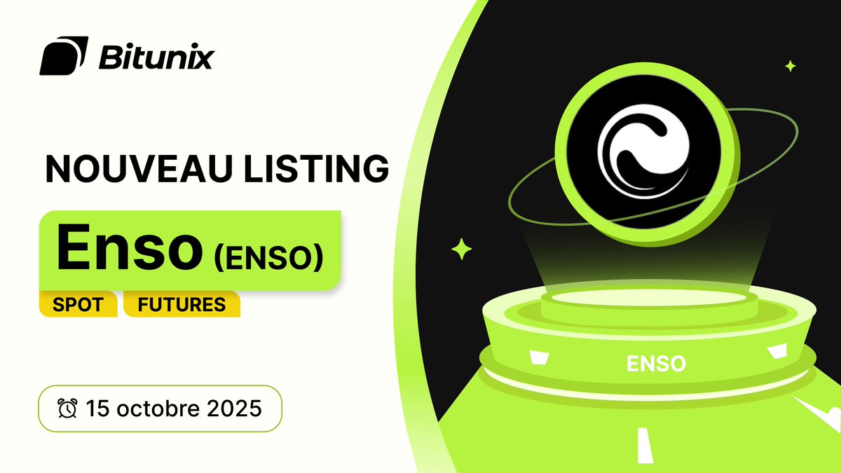 BitunixFR's tweet image. 📣 Le trading de $ENSO @EnsoBuild est maintenant disponible sur Bitunix !
🚀 Trading Spot :
short.bitunixads.com/ZVIAhYb5
🔥 Trading Futures :
short.bitunixads.com/8xhEizV0
ℹ️ Plus de détails :
short.bitunixads.com/hYclIXVl