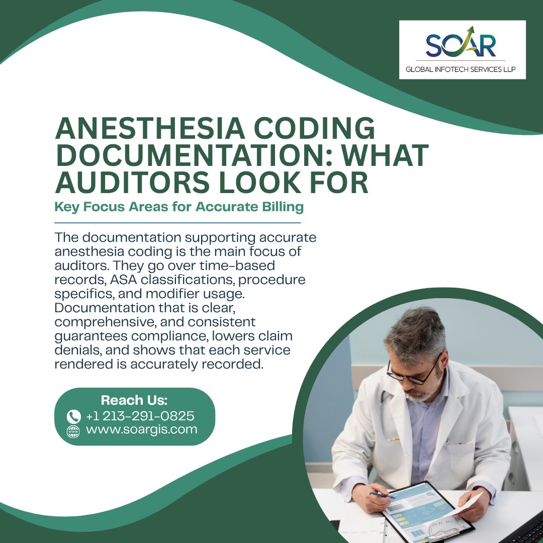 Socialmedi16996's tweet image. Auditors look for accurate, comprehensive, and unambiguous anesthesia documentation. Keep accurate records to stay in compliance and lower denials.
#AnesthesiaCoding #CPTCodeAnesthesia #AnesthesiaMedicalCoding #CodingAnesthesia #ASAcode #soar #soarglobal