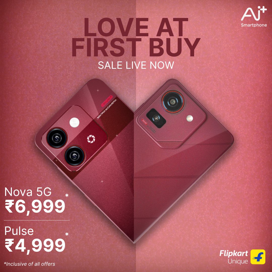aiplus_official's tweet image. Find your perfect match in Ai+ Smartphone - Sparkle Red.

Live on Flipkart now, don’t miss the deal! 🛒

#AiPlusSmartPhone #NxtQuantumOS #AddaPlus