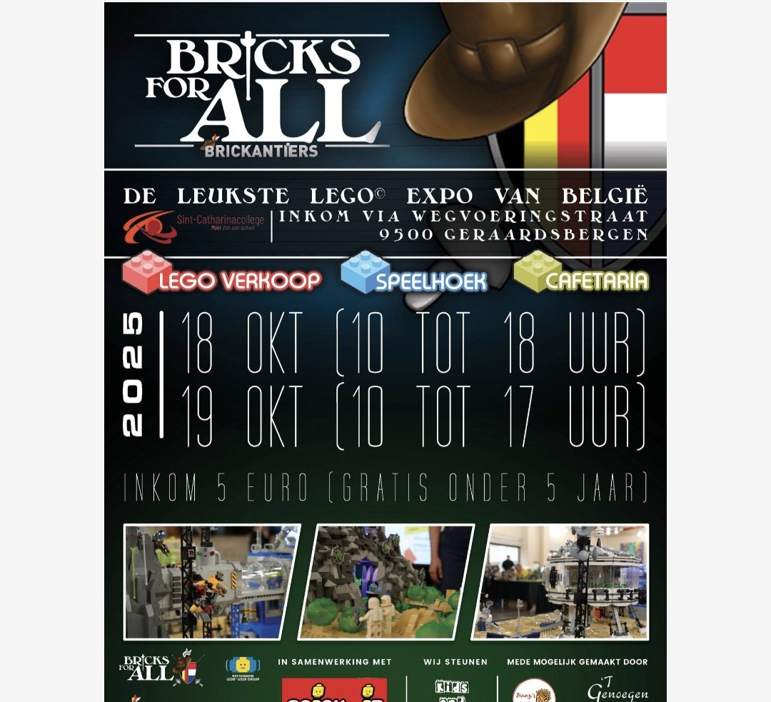 Om alvast te noteren 18-19 oktober #Lego beurs te #geraardsbergen iedereen welkom vele bouwwerken speelhoek cafetaria en verkoop in het #Sintcatarina instituut