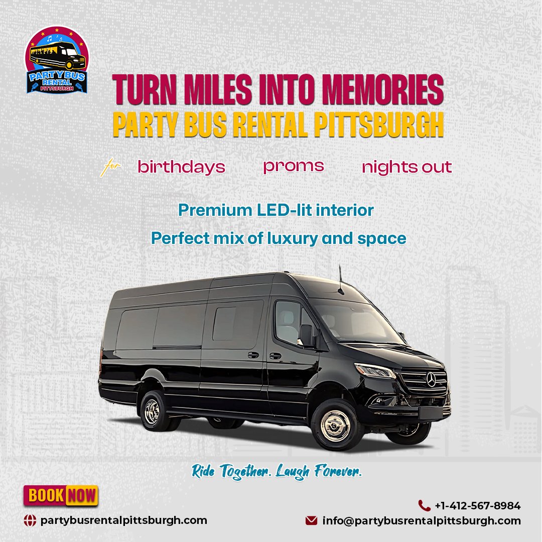 bus_pittsburgh's tweet image. Turn Miles into Memories with Party Bus Rental Pittsburgh

📞 Call us now at +1 -412-567-8984 or visit our site partybusrentalpittsburgh.com.
.
.
.
#PartyBusRentalPittsburgh #TurnMilesIntoMemories #PartyOnWheels #LuxuryPartyBus #GroupTravel #PittsburghEvents #NightlifePittsburgh