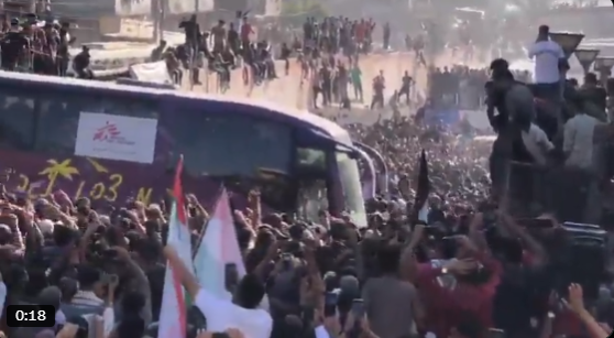 Many thousands of genocided, emaciated, famished, starved, fat Palestinians take to the streets in Gaza to celebrate the release of convicted terrorists.