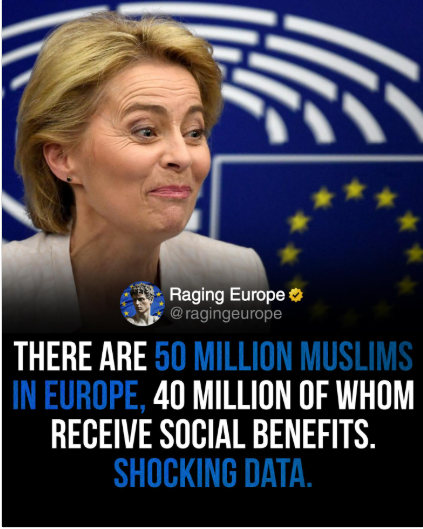 Há 50 milhões de muçulmanos na Europa, 40 milhões dos quais recebem benefícios sociais. Dados chocantes.