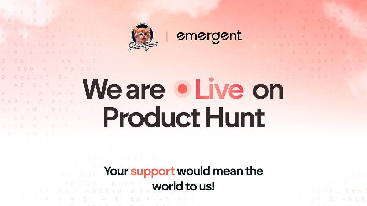 Excited to launch @EmergentLabsHQ on <a href="/ProductHunt/">Product Hunt 😸</a>, one of the largest communities of builders and tinkerers on the internet!

If you like what we're brewing here, head over to our launch page and show us some love: producthunt.com/products/emerg…