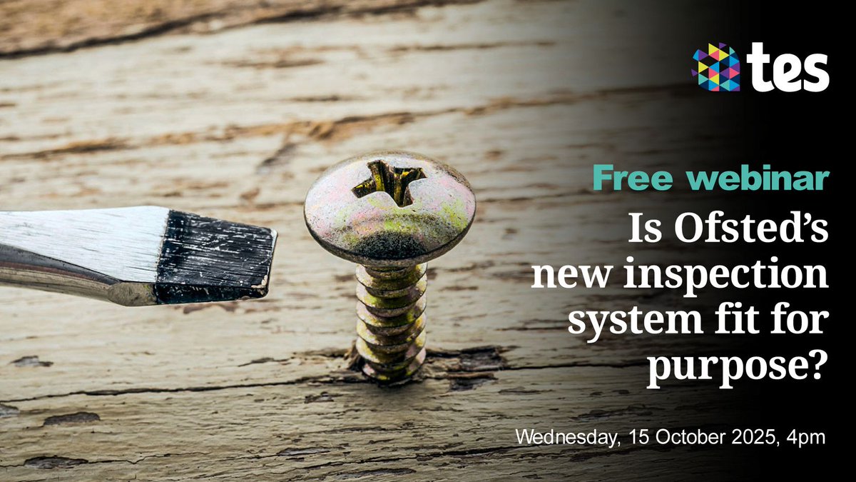 Our free webinar, in which school leaders discuss the pros and cons of Ofsted's new framework and how they are preparing for the upcoming inspections, takes place this afternoon at 4pm.
 
Sign up to watch here: buff.ly/xusCDJ4