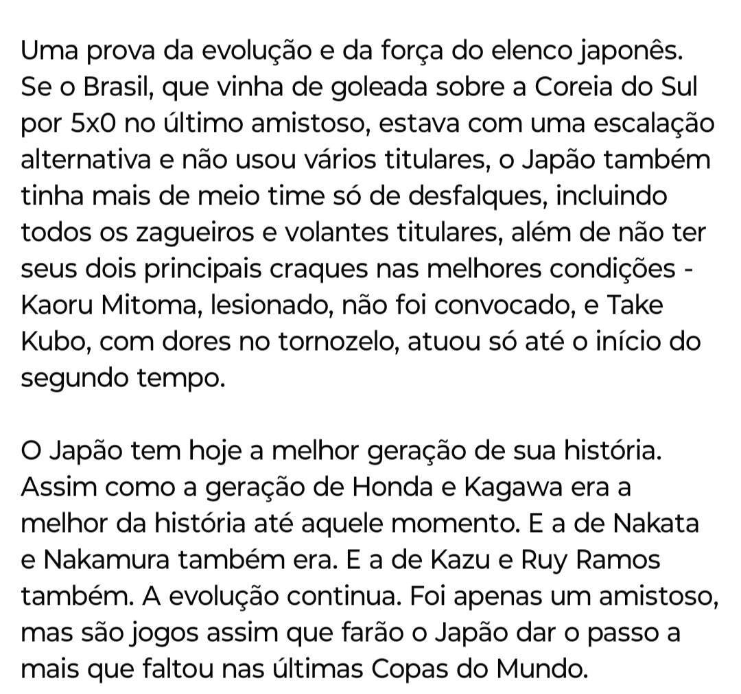 ✍️ Minha análise de 🇯🇵Japão 3x2 Brasil🇧🇷

Pela primeira vez, o discípulo derrotou o mestre.