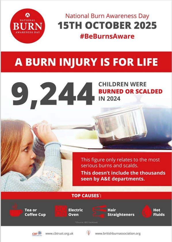<a href="/SWUKBurnsODN/">South West Burns Clinical Network</a> are support National Burn Awareness Day TODAY!  This year's theme is 'One Spill Can Change a Child's Life'.  The main causes of burns and scalds are: Hot Drinks, Hot Water Bottles and Saucepan and Kettle Spills.