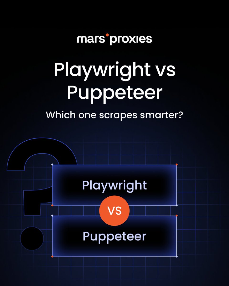 Don’t pick your tool blindly when scraping dynamic websites. Whether you're after speed, stealth, or flexibility, Playwright and Puppeteer each have their edge. Here’s how they compare, and how proxies fit in: marsproxies.com/blog/playwrigh…