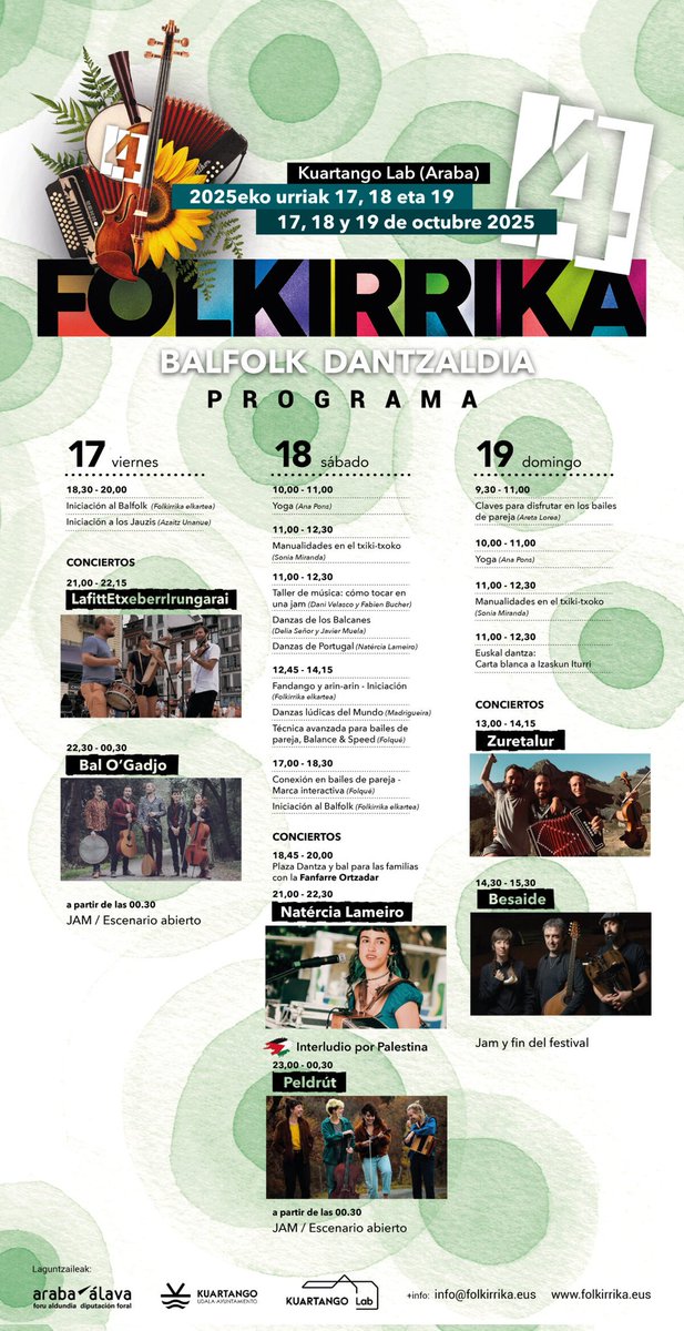 Y he aquí el cartel y el programa de la edición 2025 del Festival FOLKIRRIKA en Kuartango: