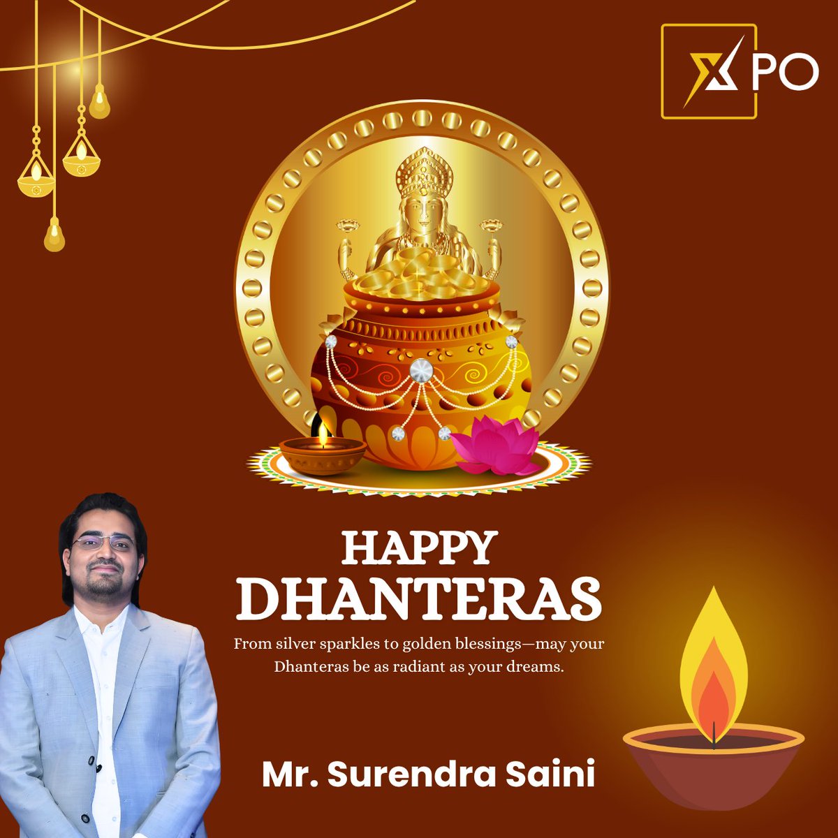 SainiSurendra99's tweet photo. May this Dhanteras bring prosperity that shines brighter than gold and happiness that grows endlessly.
Wishing you and your family a Happy Dhanteras!
:
#happydhanteras #FestivalOfWealth #blessingsofgoddesslaxmi #goldenfortune #FestiveVibesOnly #surendrasaini #ilovexpo https://t.co/7iwEiKTpi9