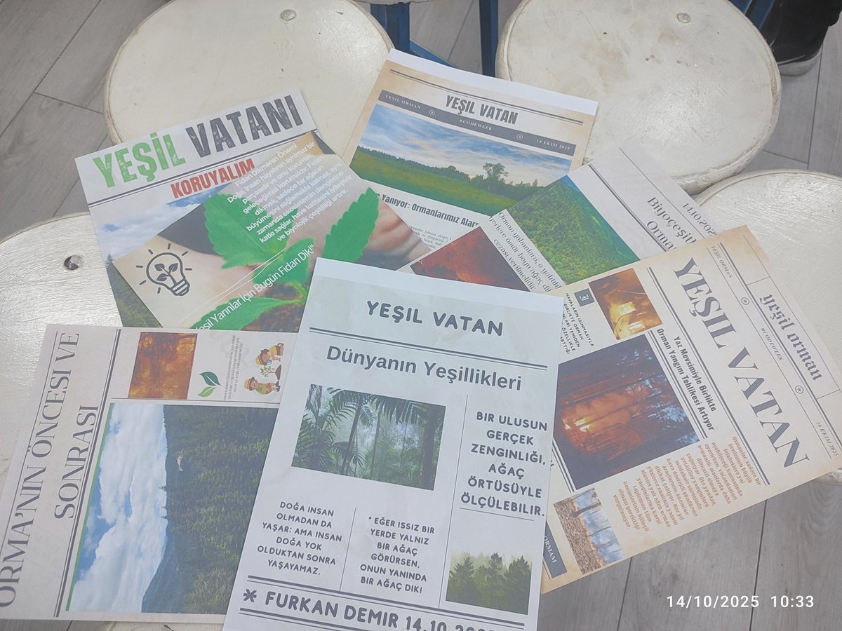 TanerSehit's tweet image. Şehit Taner Çobanoğlu Ortaokulu olarak #CodeWeek2025 kapsamında “#YeşilVatan” temalı etkinlikler düzenledik.
Öğrencilerimiz Canva’da yapay zeka destekli afiş ve gazete çalışmalarıyla çevre bilincini teknolojiyle buluşturdu.
#tcmeb #mebyegitek #codeweek #codeweekturkiye