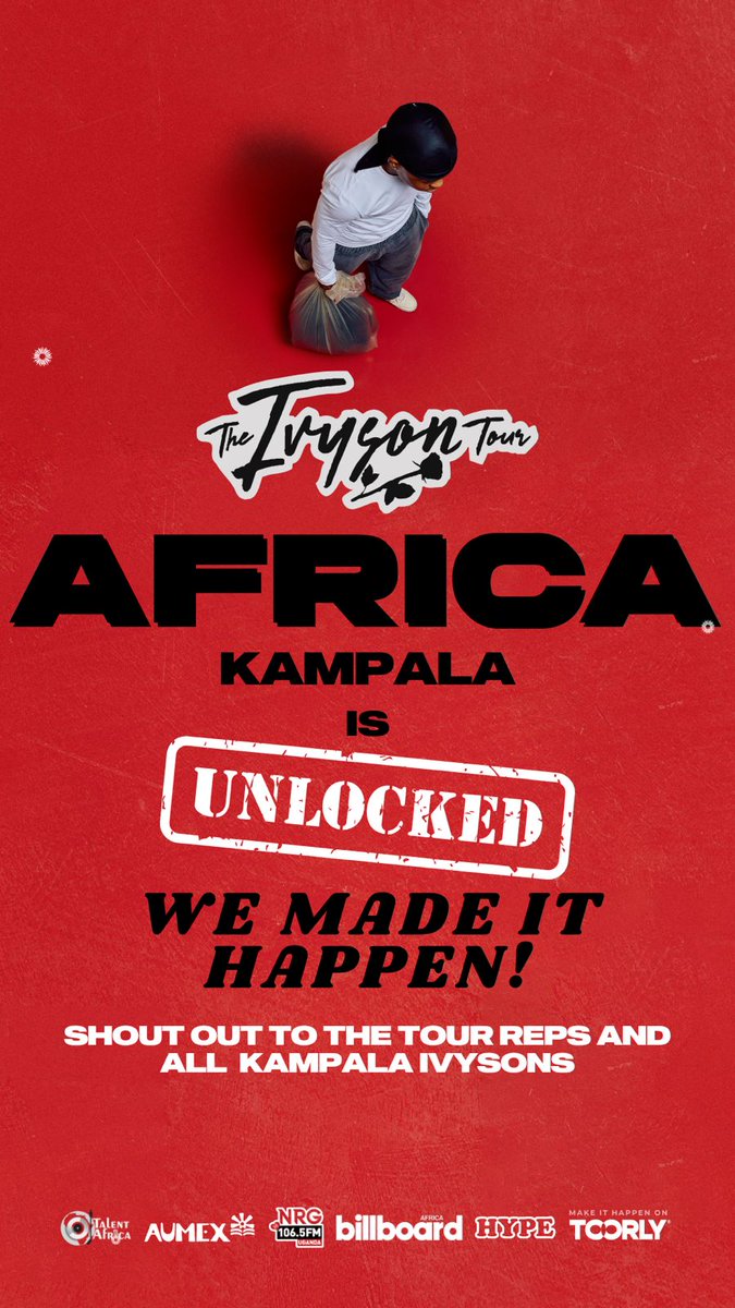 The Ivyson Tour by Nasty C to KAMPALA 🇺🇬 has been unlocked 🔓 

100 more Tickets have been put out on sale tho to those who missed.
Grab yours here • toorly.com/campaign-link/… •