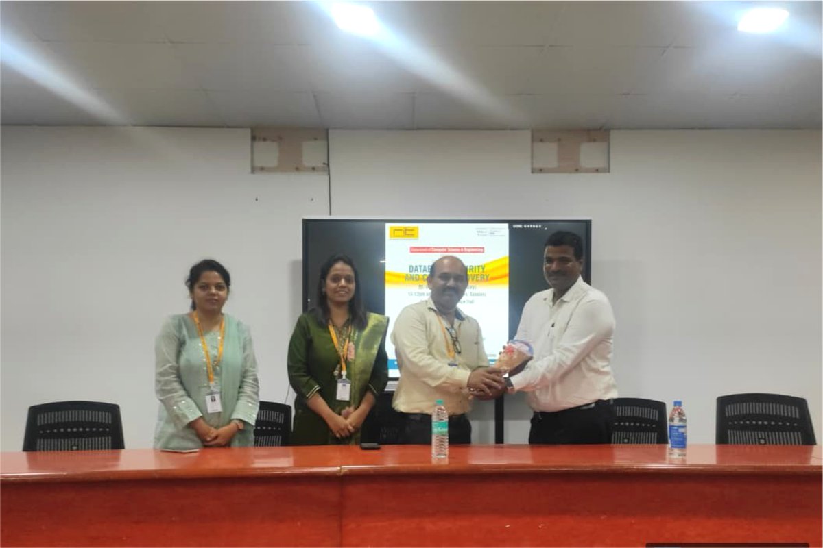 ritindia1983's tweet image. 💻 Expert Session on “Database Security & Crash Recovery”
Organized by Dept. of CSE, RIT under IIC on 6th Oct 2025 for TY CSE (MDM-III) students.
🎙️ Mr. Krunal Pawar, Asst. Prof., MIT Pune, shared insights on DB security, crash recovery & fault-tolerant design.
#RIT #CSE